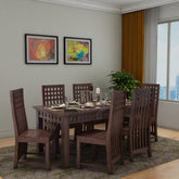 Amer Solid Sheesham Wood 6 Seater Dining Set (Without Cushion, Walnut Finish)